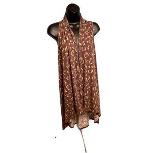 Crepas Long Sleeveless Hi-Lo Open Cardigan Brown Sz S